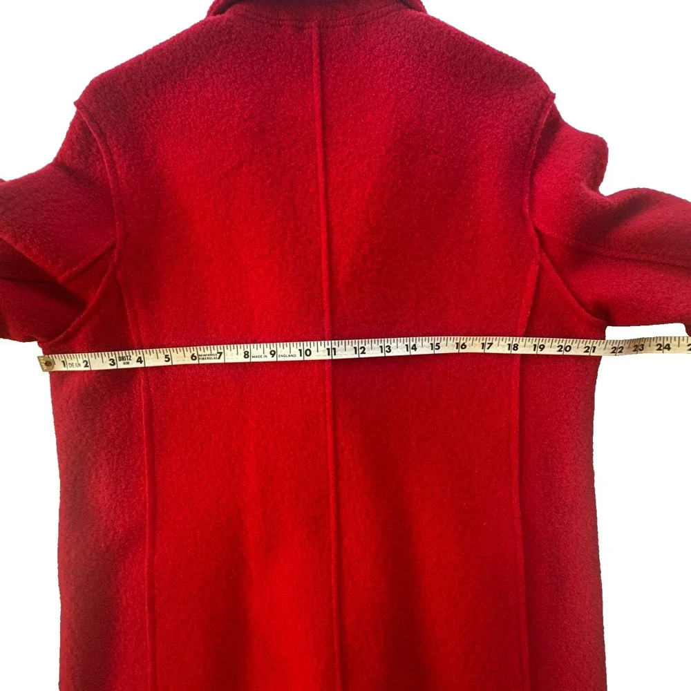 J.Crew 100% Italian Boiled Wool Coat Womens Size 12 Red Double Breasted Top Coat